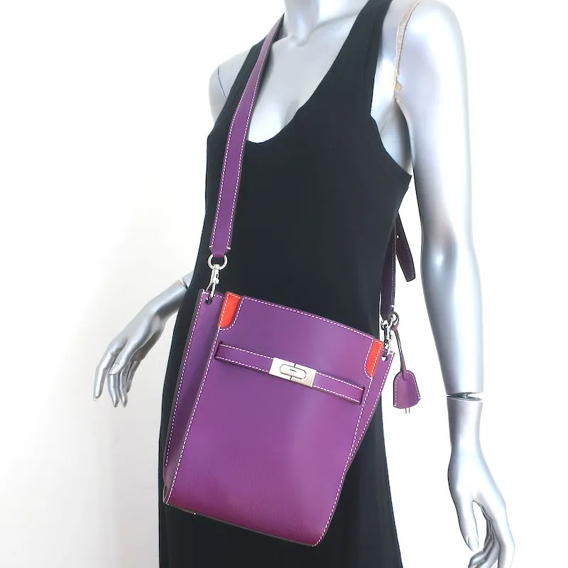 Tory Burch Lee Radziwill Double Bucket Bag Purple Leather Medium Crossbody