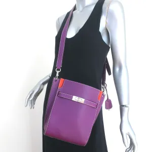 Tory Burch Lee Radziwill Double Bucket Bag Purple Leather Medium Crossbody