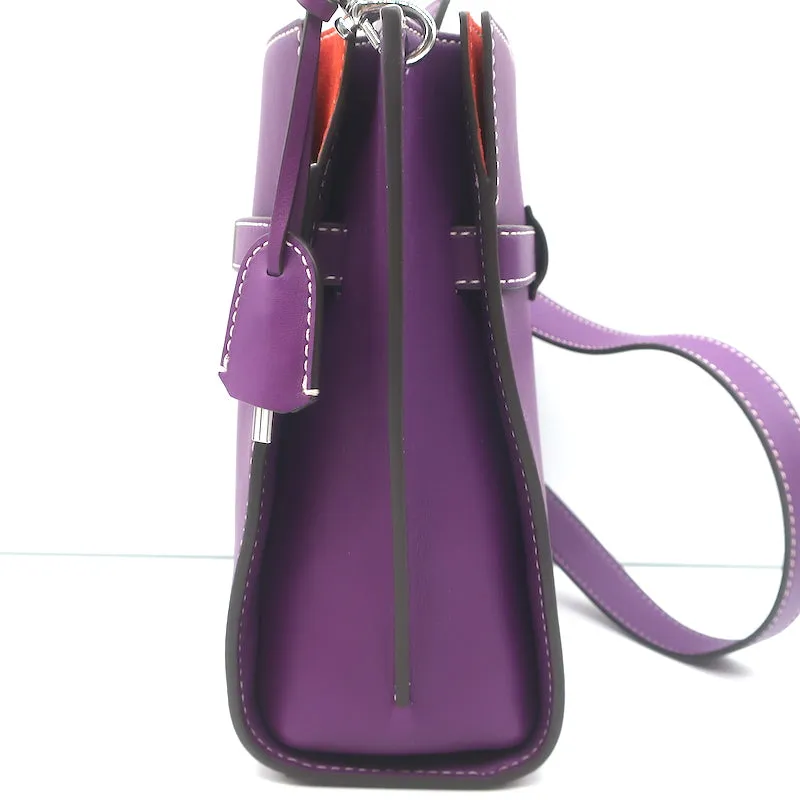 Tory Burch Lee Radziwill Double Bucket Bag Purple Leather Medium Crossbody
