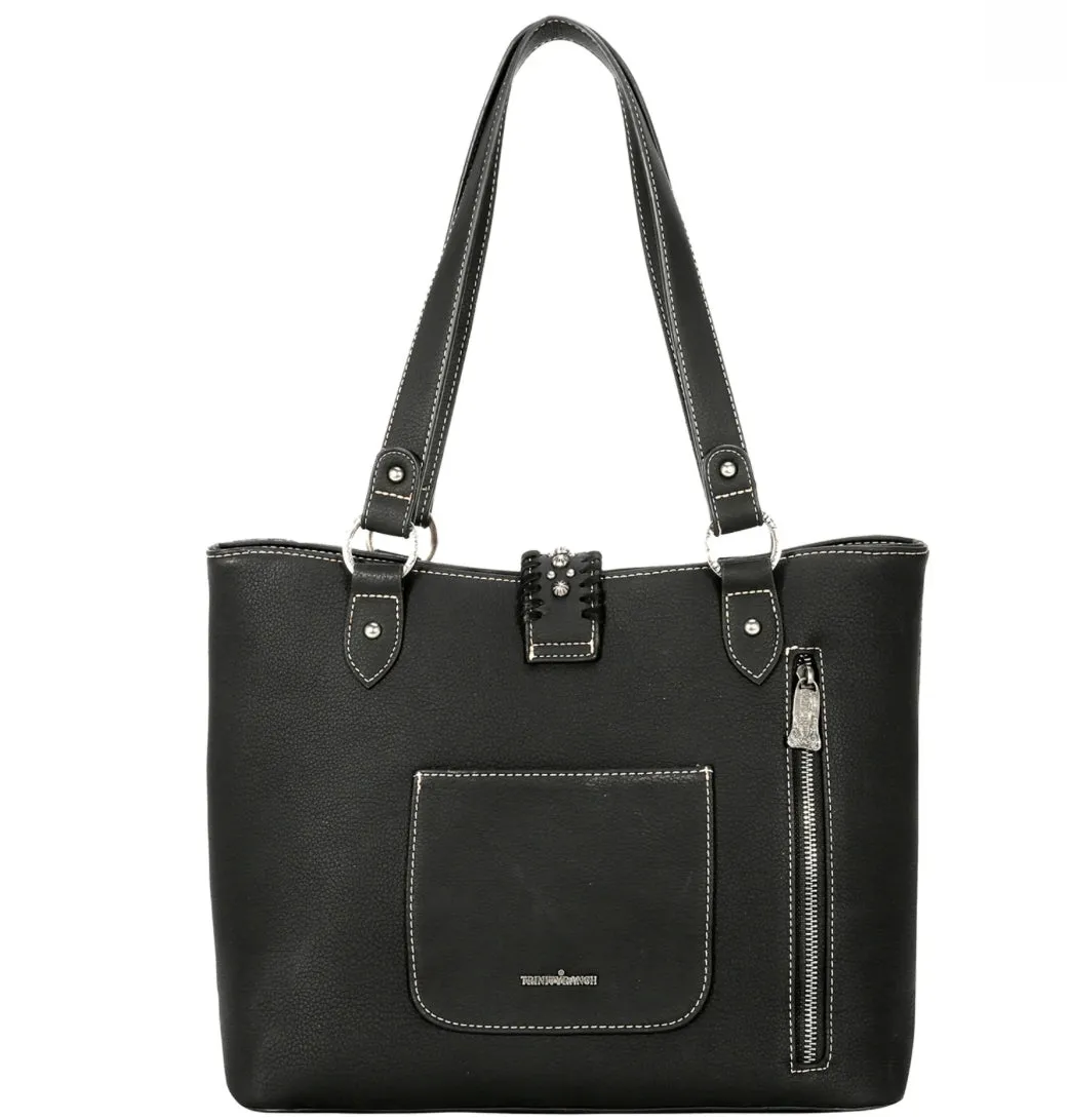 TR136G-8317 Trinity Ranch Hair On Cowhide Collection Concealed Carry Tote-Black