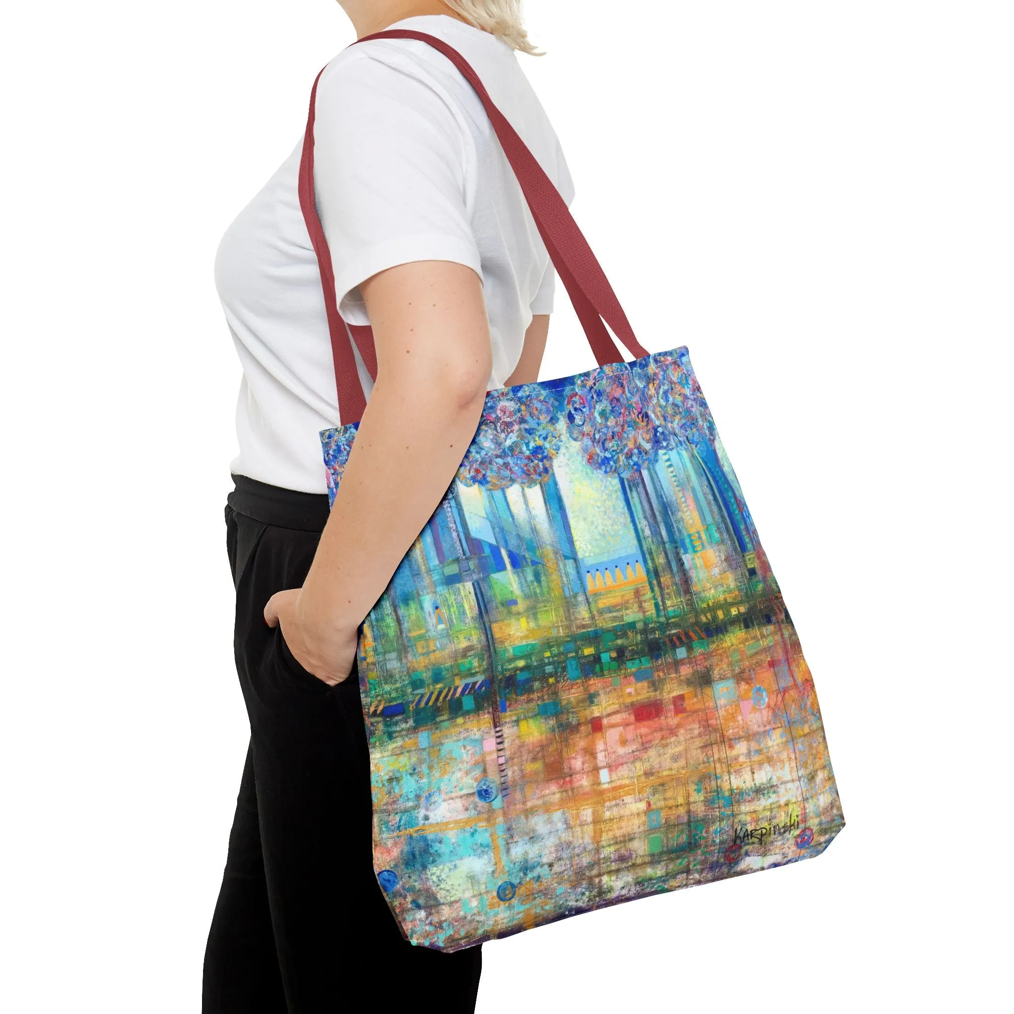 Tree Landscape Art Tote Bag Canvas Shopping Bag - Rise Up to The Gates of Glory - Leslie Karpinski