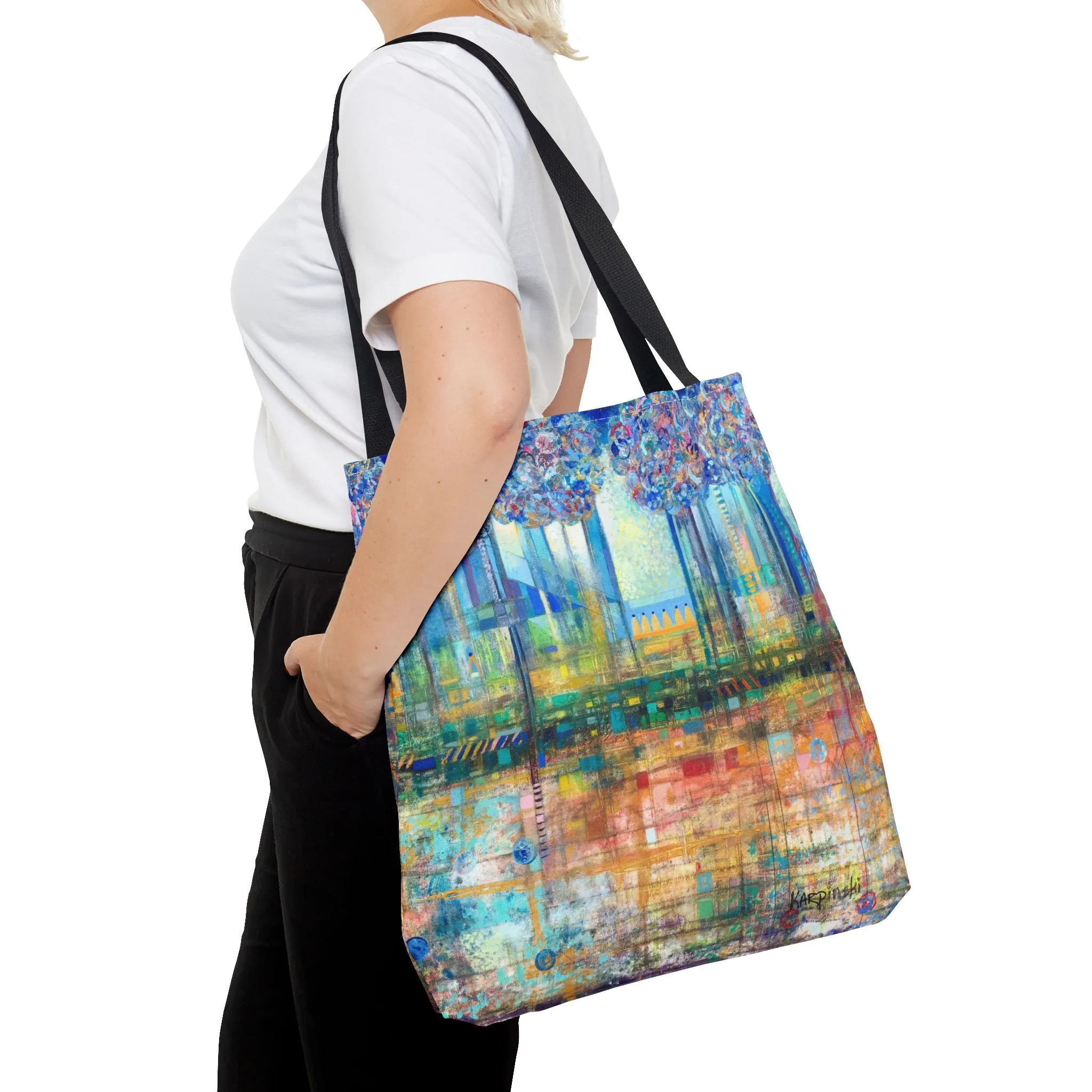 Tree Landscape Art Tote Bag Canvas Shopping Bag - Rise Up to The Gates of Glory - Leslie Karpinski