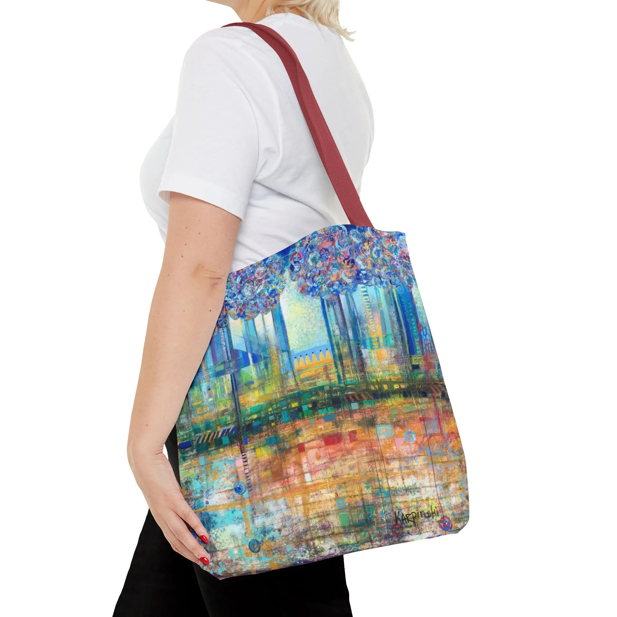 Tree Landscape Art Tote Bag Canvas Shopping Bag - Rise Up to The Gates of Glory - Leslie Karpinski