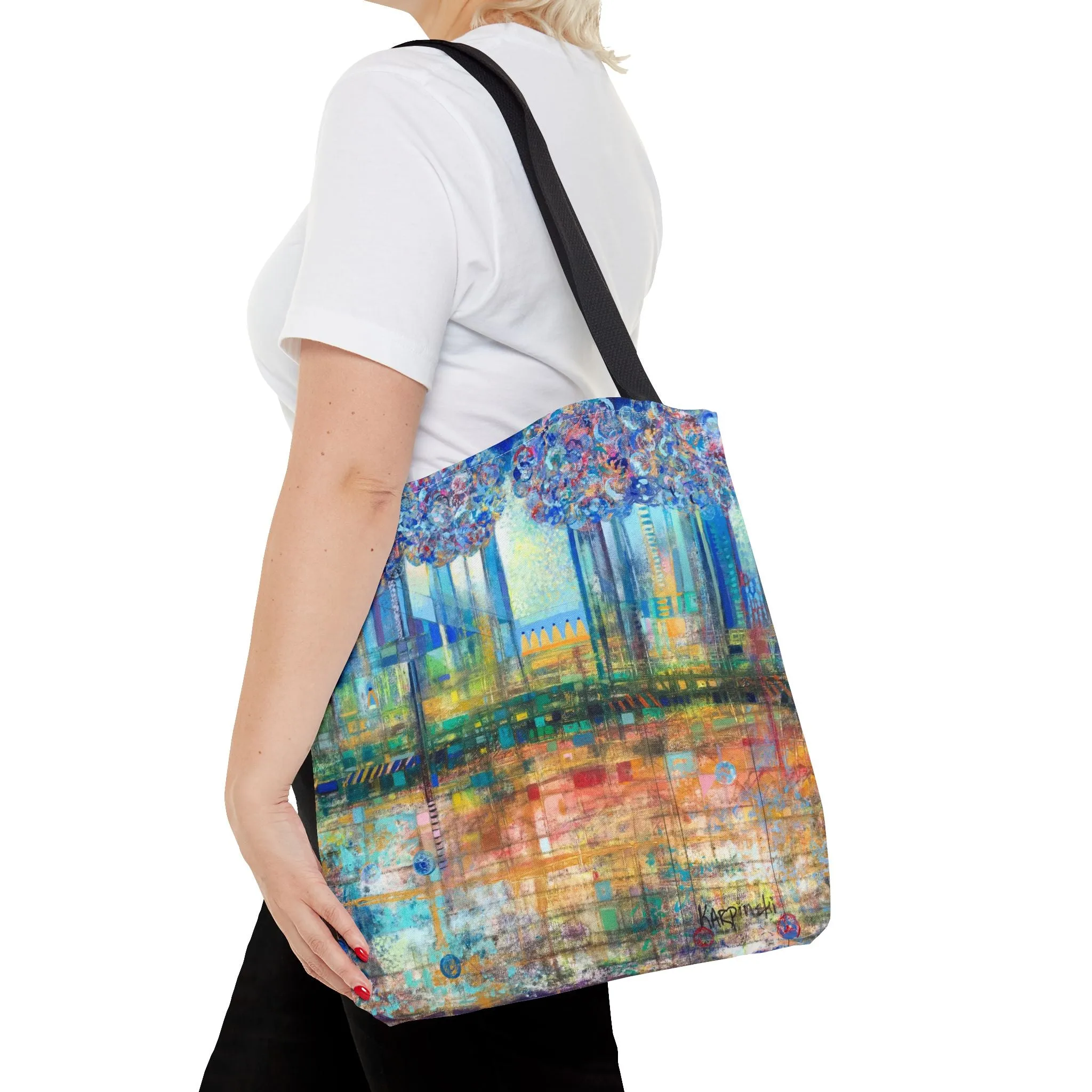 Tree Landscape Art Tote Bag Canvas Shopping Bag - Rise Up to The Gates of Glory - Leslie Karpinski