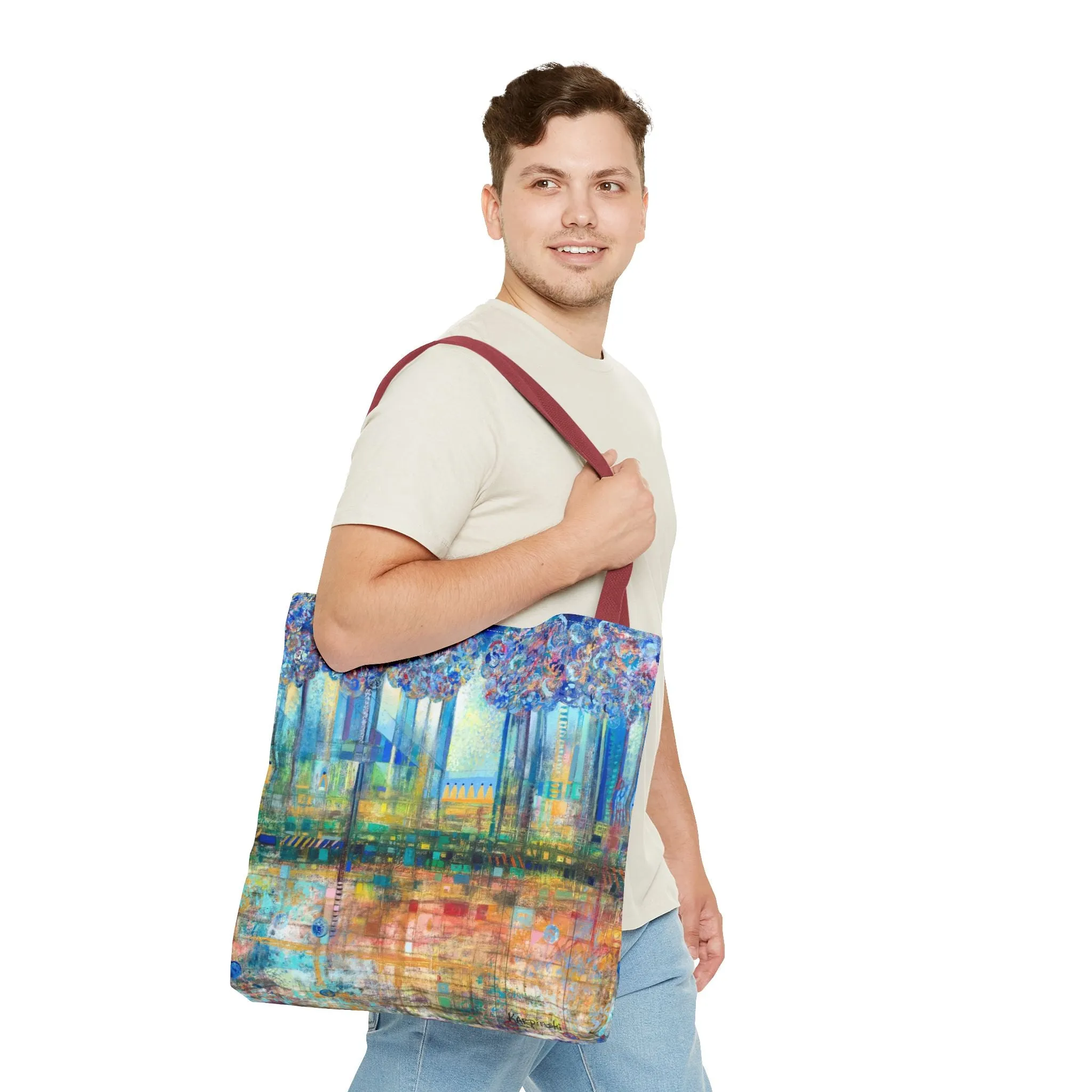 Tree Landscape Art Tote Bag Canvas Shopping Bag - Rise Up to The Gates of Glory - Leslie Karpinski