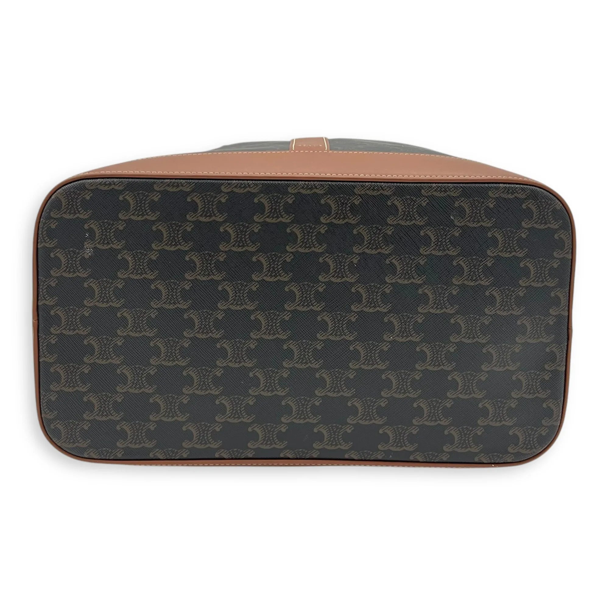 Triomphe Tote Bag Brown in Coated Canvas, Gold hardware