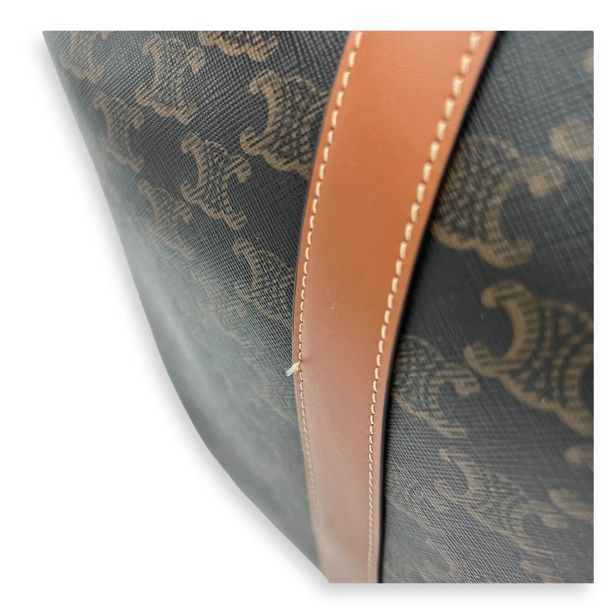 Triomphe Tote Bag Brown in Coated Canvas, Gold hardware