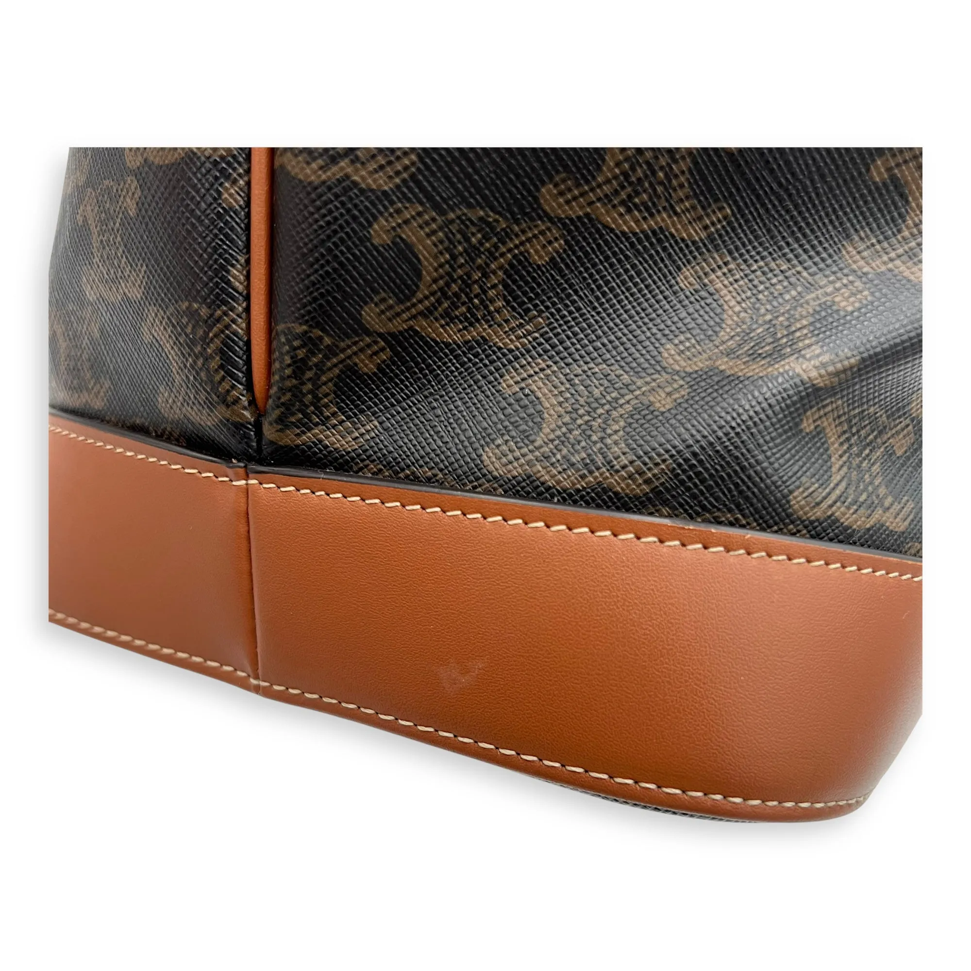 Triomphe Tote Bag Brown in Coated Canvas, Gold hardware
