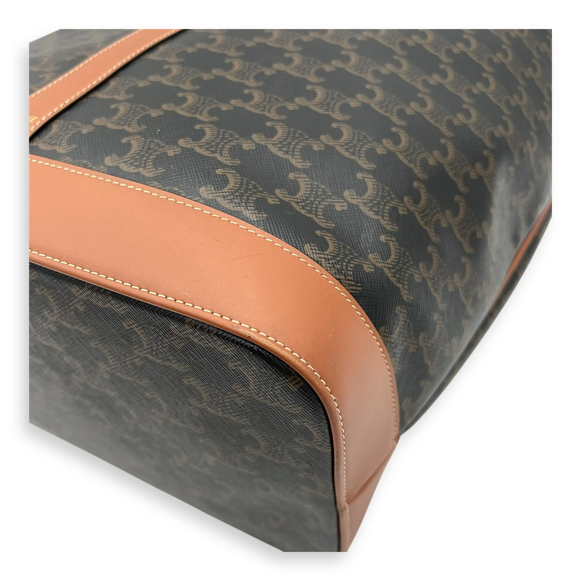 Triomphe Tote Bag Brown in Coated Canvas, Gold hardware