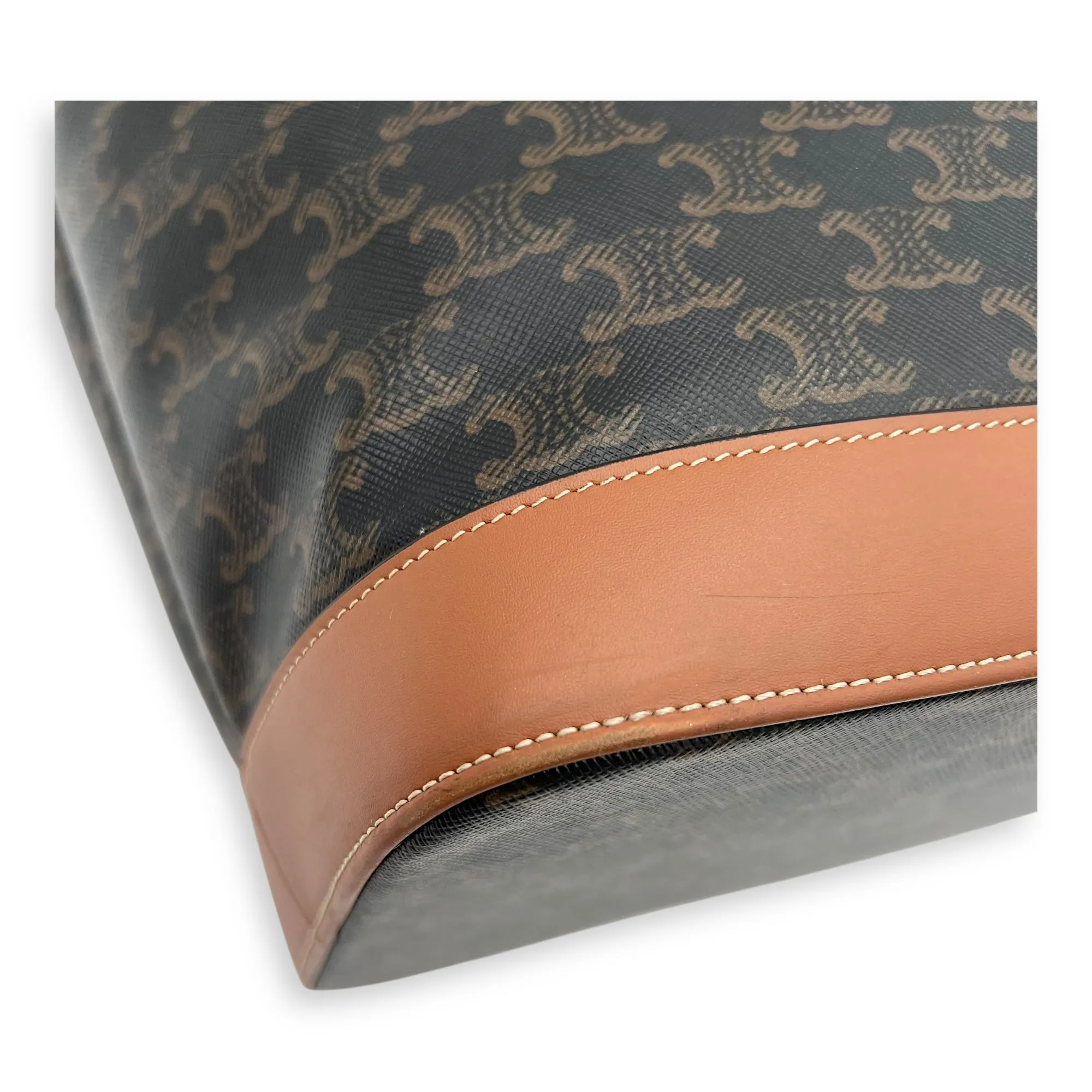 Triomphe Tote Bag Brown in Coated Canvas, Gold hardware