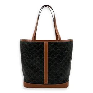 Triomphe Tote Bag Brown in Coated Canvas, Gold hardware