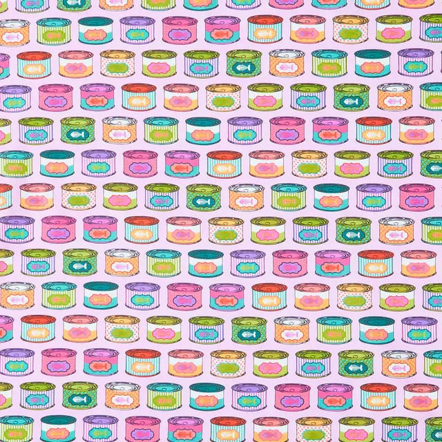 Tula Pink Tabby Road Deja Vu Cat Snacks in Electroberry  fabric