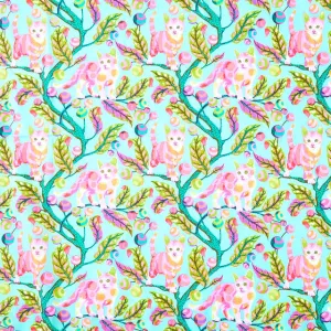 Tula Pink Tabby Road Deja Vu Disco Kitty in Technomint  fabric