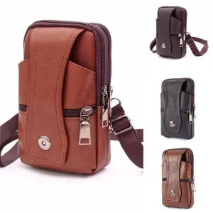 Unique Cross Body Shoulder Bag  Classic Texture Creative Delicate Design  PU Leather Fanny Waist Bag Elegant  Mobile Phone Belt Bum Pouch