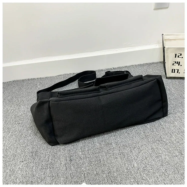 Utility Pockets Casual Canvas Shoulder Bag