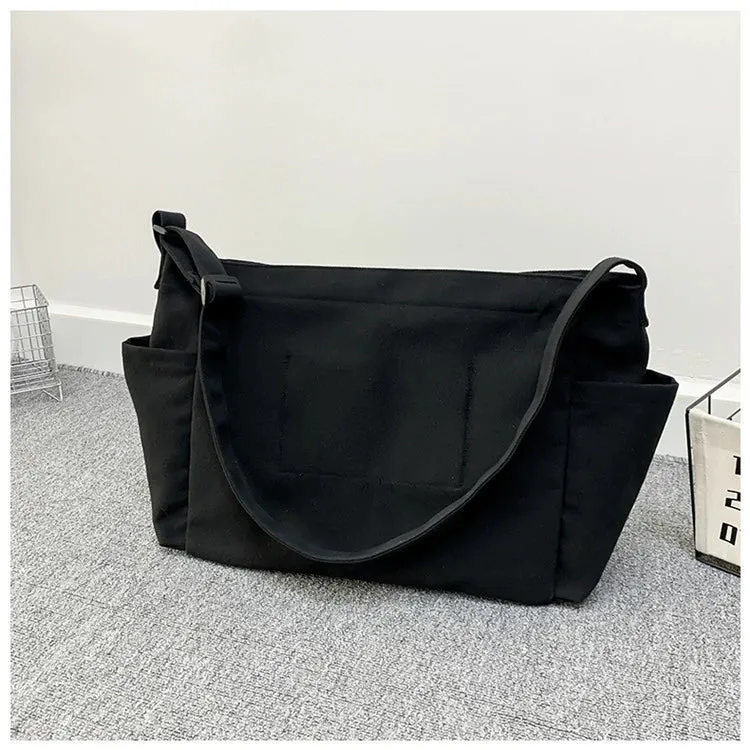 Utility Pockets Casual Canvas Shoulder Bag