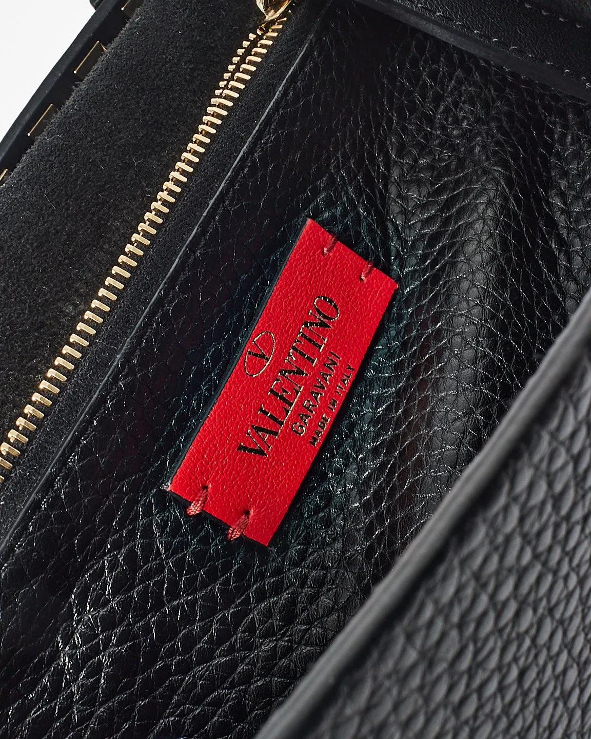 Valentino Black Leather Rockstud Side Slip Crossbody Bag