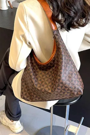 Vegan Leather Boheme Hobo Shoulder Tote Bag: BROWN