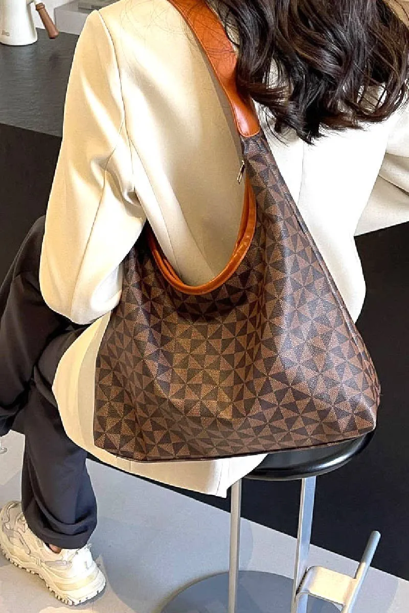 Vegan Leather Boheme Hobo Shoulder Tote Bag: BROWN