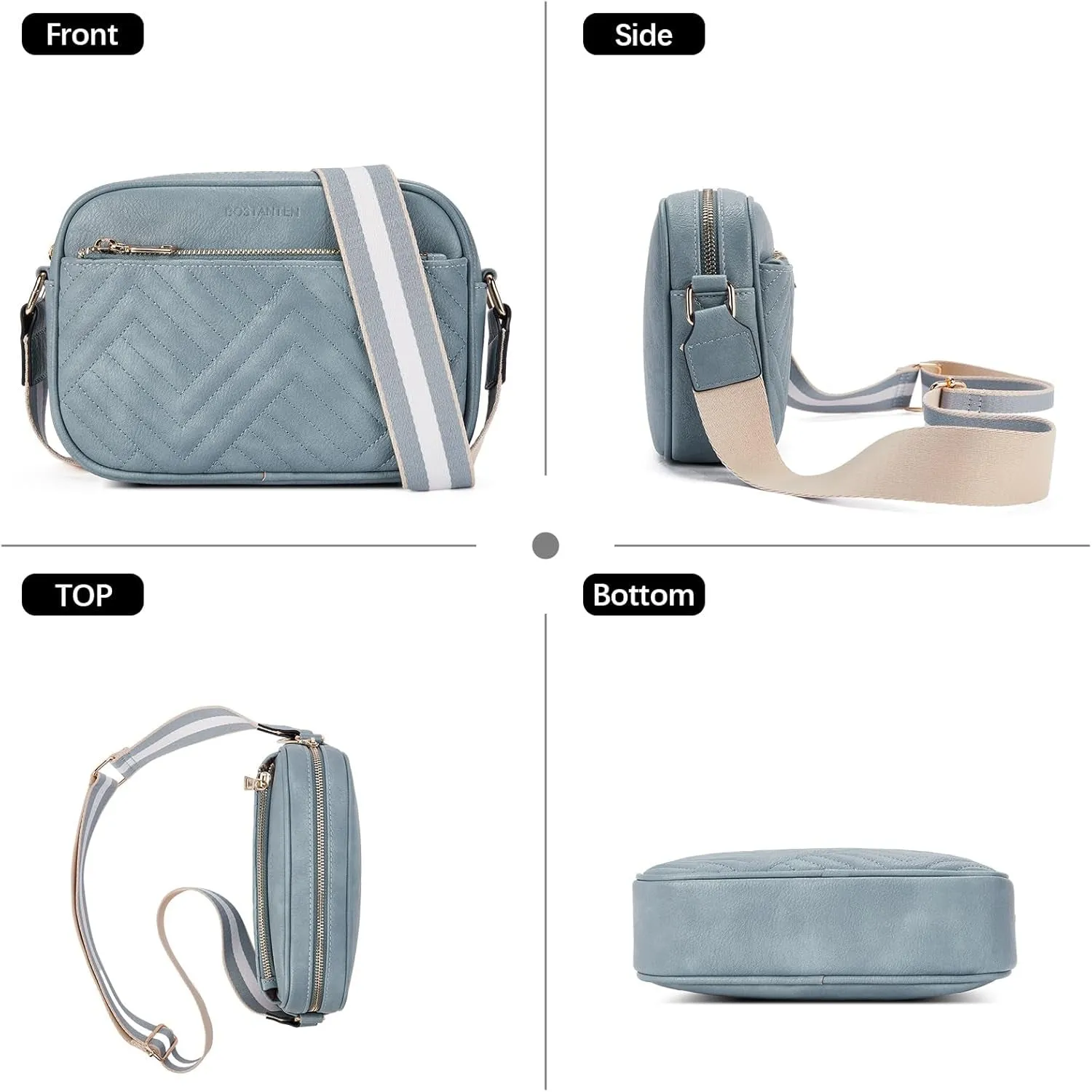 Vegan Leather Crossbody Bags for Women, Shoulder Handbags with Wide Strap