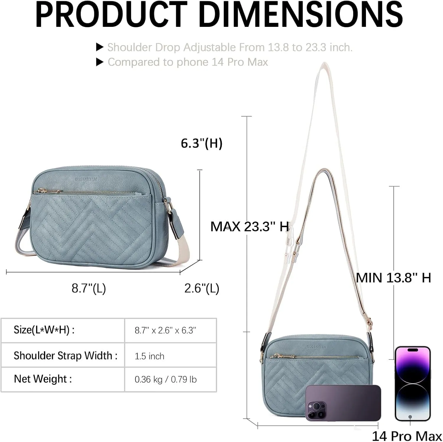 Vegan Leather Crossbody Bags for Women, Shoulder Handbags with Wide Strap