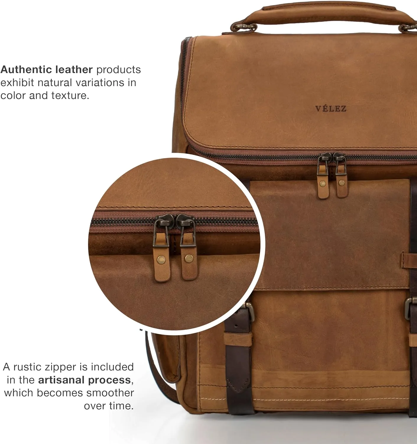 VELEZ Leather Backpack for Men - 15.6 Inch Laptop Bag - Designer Bookbag