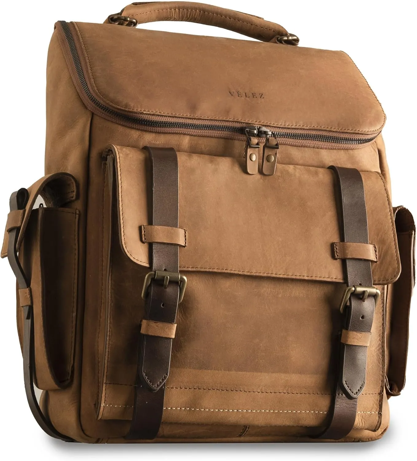 VELEZ Leather Backpack for Men - 15.6 Inch Laptop Bag - Designer Bookbag