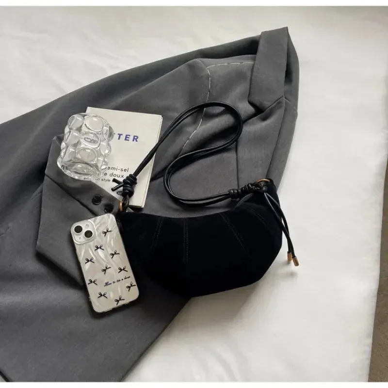 Velvet Material Zipper Shoulder Bag