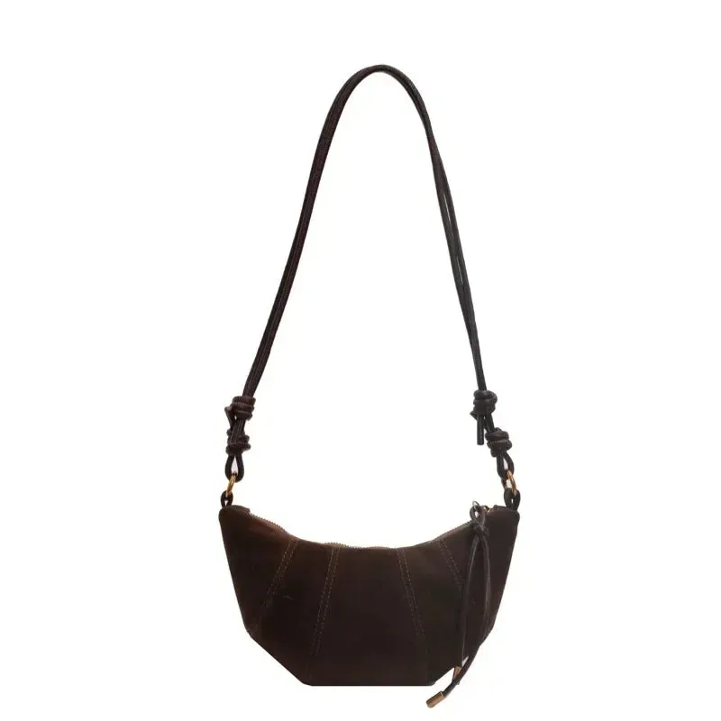 Velvet Material Zipper Shoulder Bag