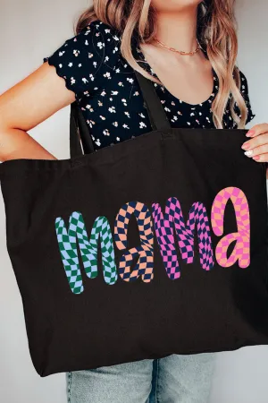 Wavy Checkered Mama Canvas Jumbo Tote