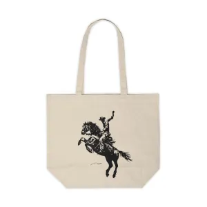 Western Rodeo Canvas Tote Bag - Equestrian Style Shopping Bag