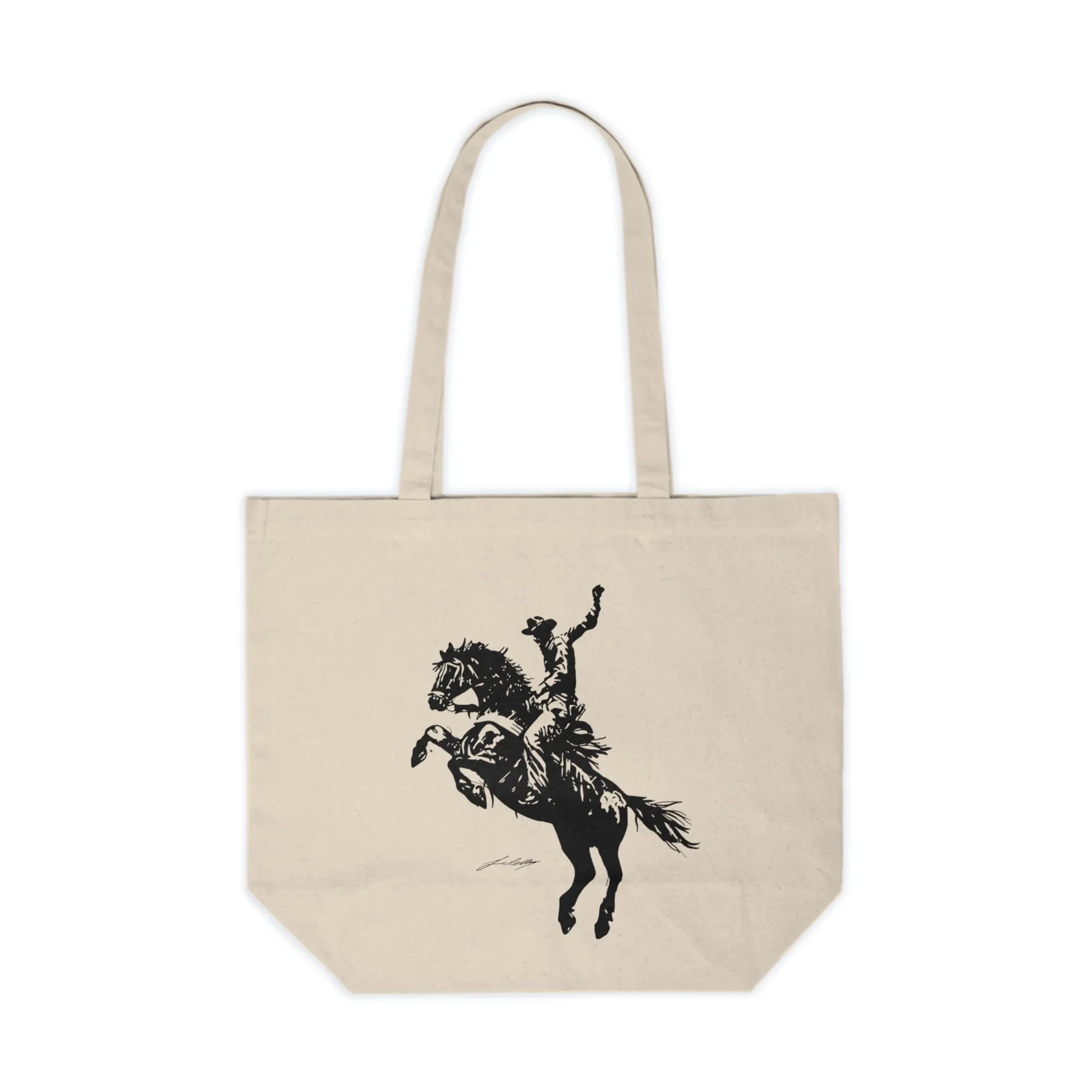 Western Rodeo Canvas Tote Bag - Equestrian Style Shopping Bag