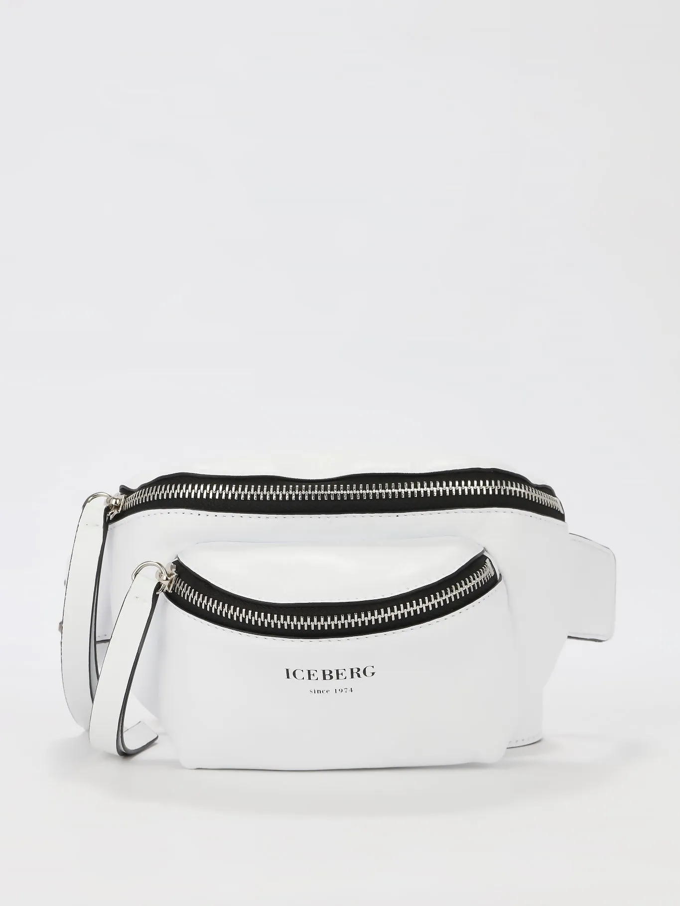 White Studded Strap Leather Belt Bag