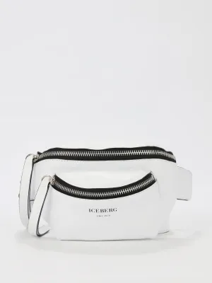 White Studded Strap Leather Belt Bag