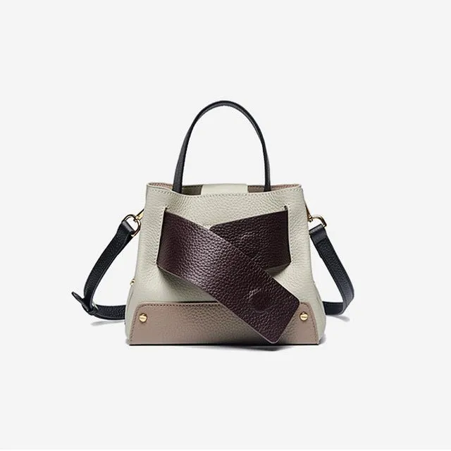 Wide Handle Natural Cowhide Leather Ladies Shoulder Bag