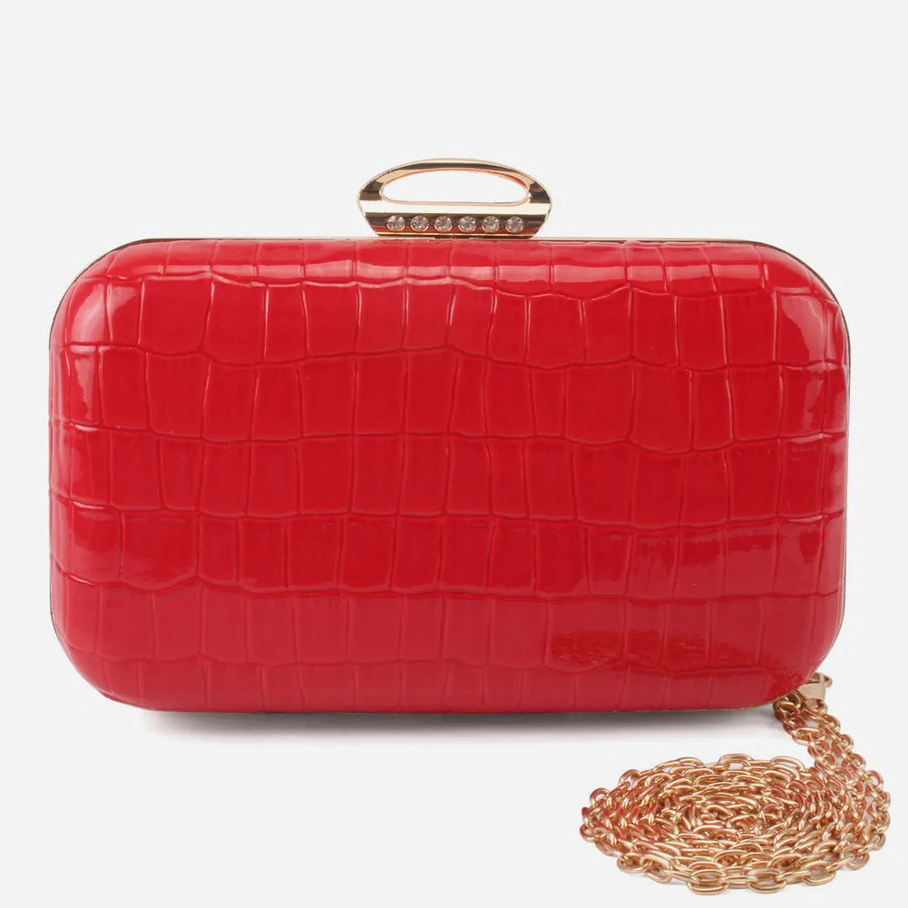 Women "DYLA" Synthetic Golden Buckle Clutch