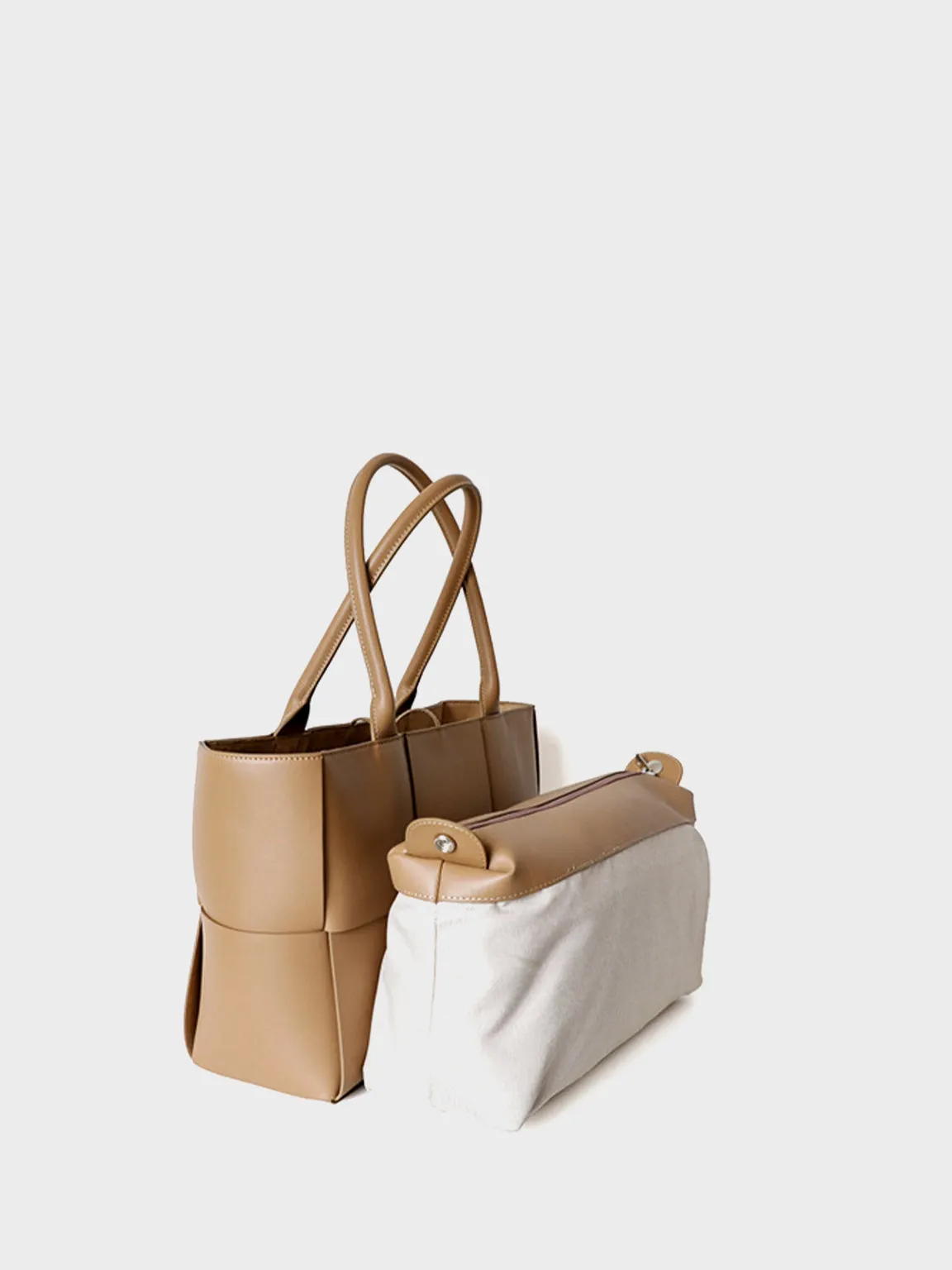 Women's Arco Tote Bag Square Woven Basket Bag Braiding Shoulder Bag