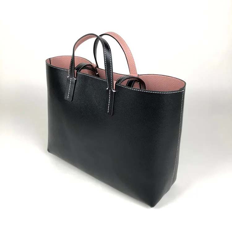 Womens Black Leather Shoulder Tote Bags Best Tote Handbag Shopper Bags Purse for Ladies