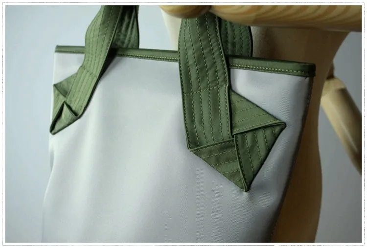 Womens Green Nylon Shoulder Tote Bags Best Green Nylon Tote Handbag Shopper Bags Purse for Ladies
