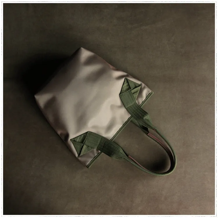 Womens Green Nylon Shoulder Tote Bags Best Green Nylon Tote Handbag Shopper Bags Purse for Ladies