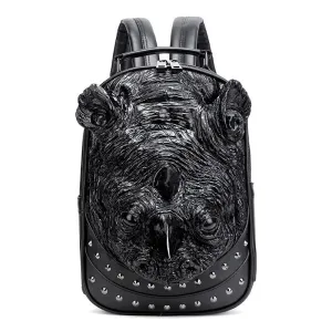 Woowooh 3D PU Leather Punk Embossed Rhino Backpack