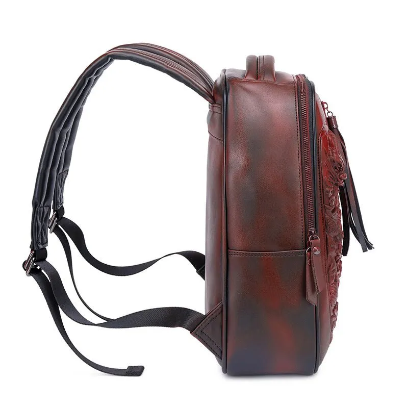 Woowooh Punk Style 3D Embossed Double Chinese Dragon Backpack