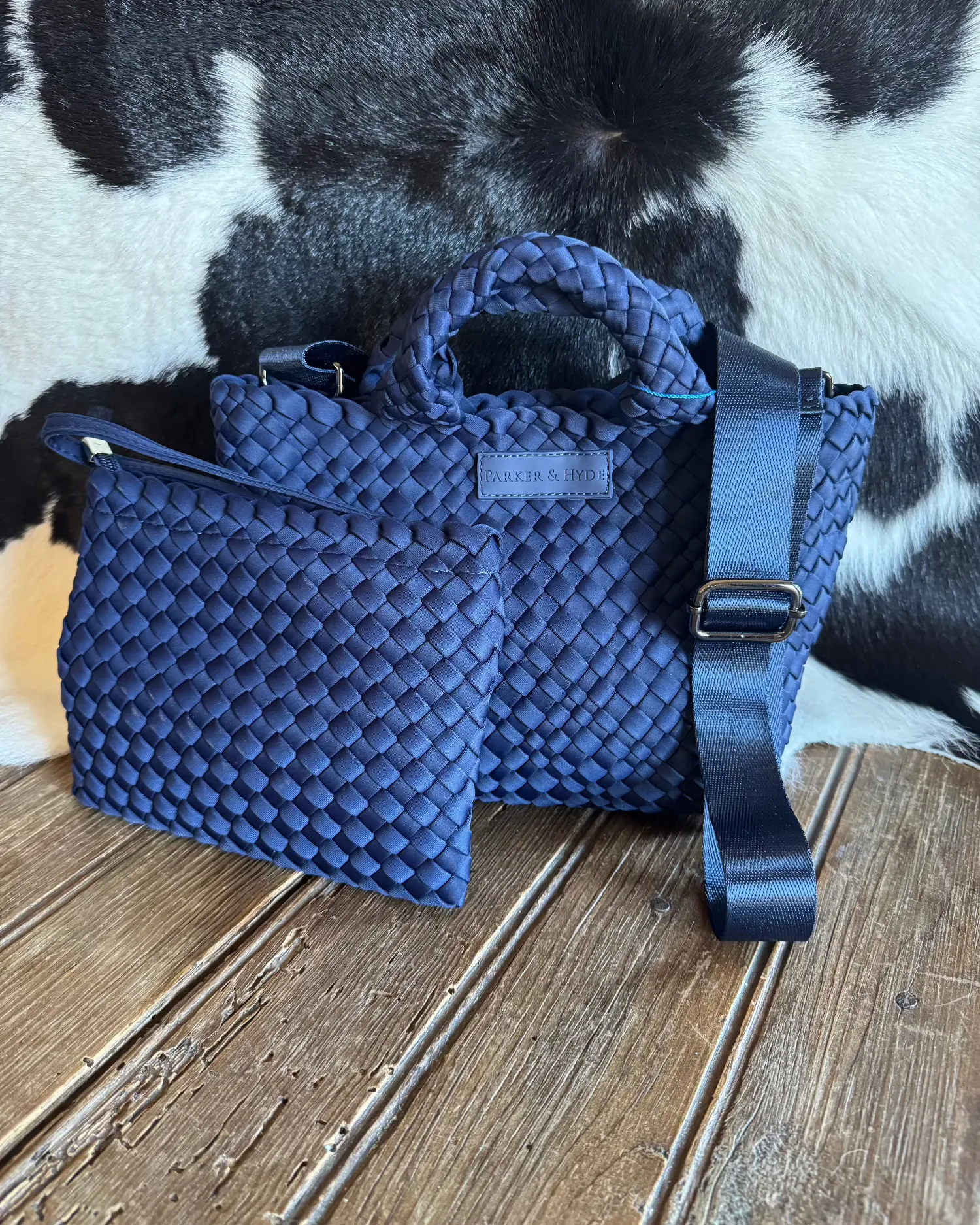 Woven Mini Tote in Navy