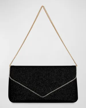 Zip Envelope Glitter Clutch Bag